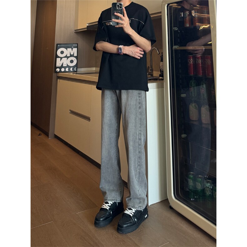 现货水洗复古宽松直筒牛仔裤男K5806-P50控78,男装牛仔裤,星座205