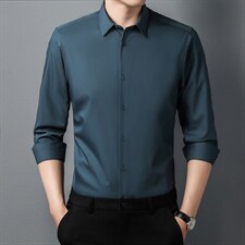 2023春秋季新款男士长袖纯色衬衫商务免烫休闲中年衬衣男潮，男装卫衣，电商B212（原钱塘6029）