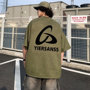 已注册得物抖音直播高品质重磅麂皮绒男短袖T恤T4535P25控价39,黑色衣服搭配白色外套好看图片图片