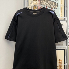 美式潮牌条纹解构短袖T恤男夏季cleanfit小众简约设计感YW134P42，男装T恤，星座1013-1