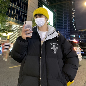 特批港风夜景宽松十字架印花休闲连帽棉服A247-MY162特批85控138图片