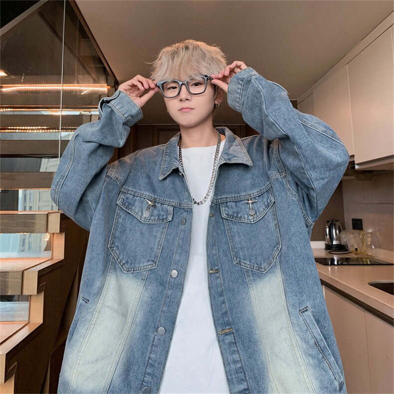 美式复古牛仔外套男高级感痞帅衣服款潮流宽松百搭夹克JK1049-P70图片