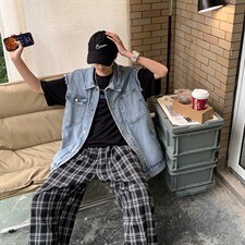 新款工装牛仔马甲男生韩版潮流oversize外套复古坎肩背心M802-p50图片