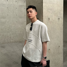 美式重磅拼接boxy高级感空气棉柔软亲肤短袖T恤男宽松cleanfit潮，男装T恤，星座1210-1