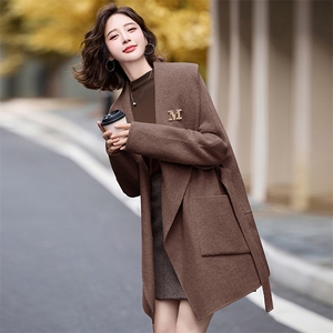 现货主推款2026早春双面羊毛呢大衣不规则气质女羊毛外套图片