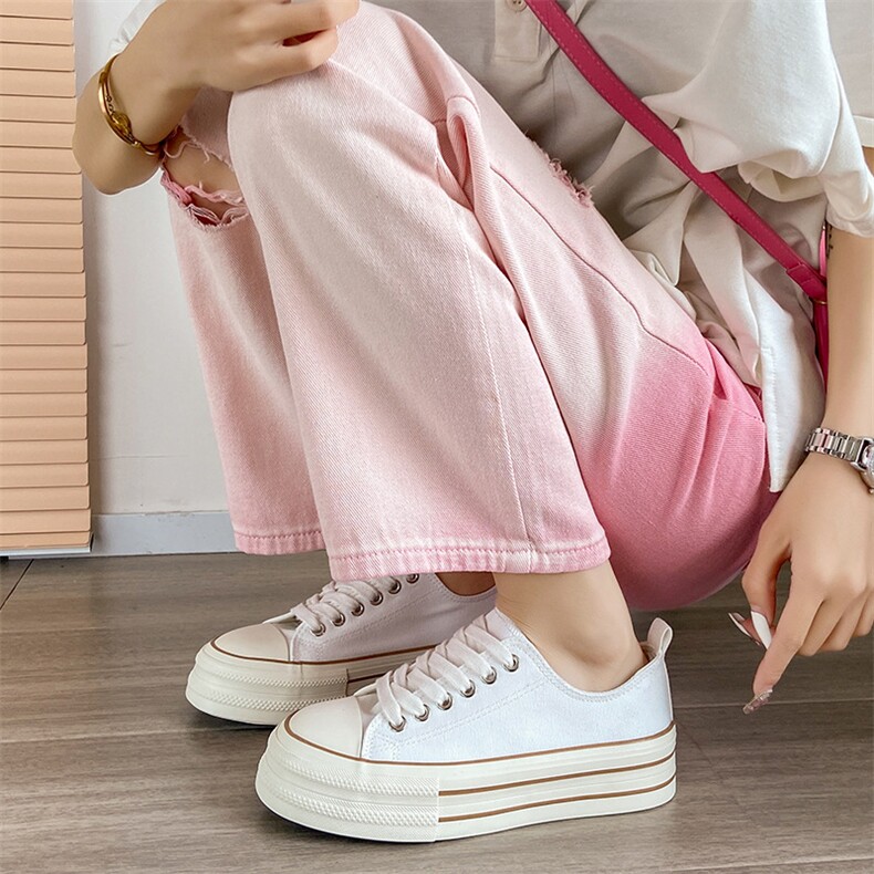 ins韩版帆布鞋女2024夏季新款百搭学生透气厚底板鞋休闲鞋女,女鞋帆布鞋,星座1407-3