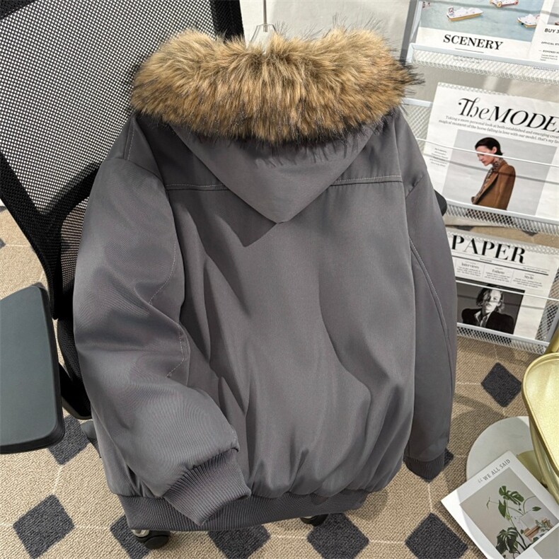 美式复古座山雕派克棉服外套男女冬季毛领连帽短款情侣棉衣,男装棉衣,星座506A