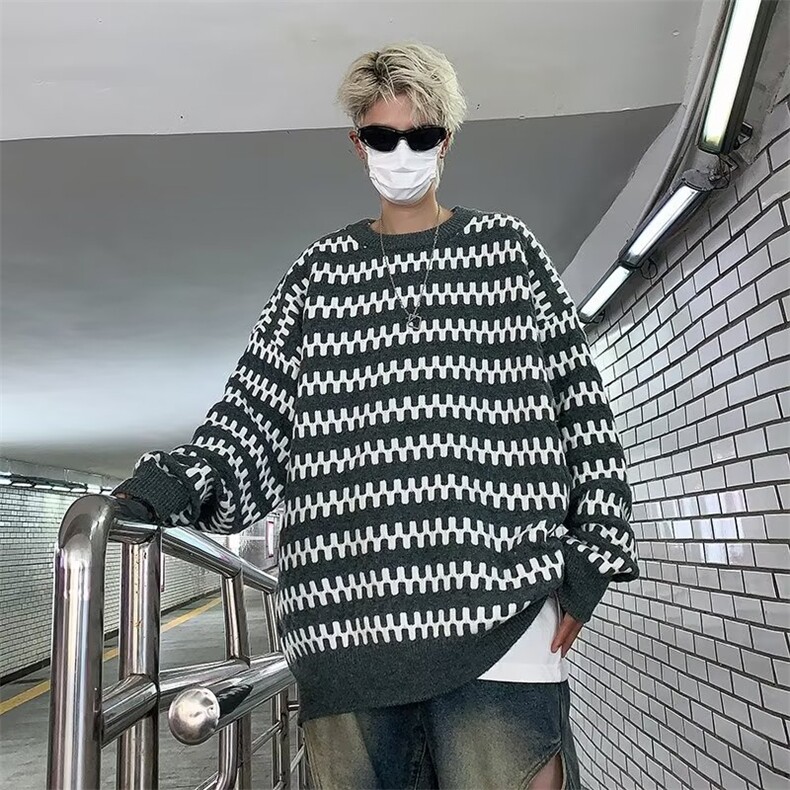 毛衣男2024年秋冬季港风潮牌日系复古学生休闲百搭圆领针织衫,男装针织衫/毛衣,星座716-3