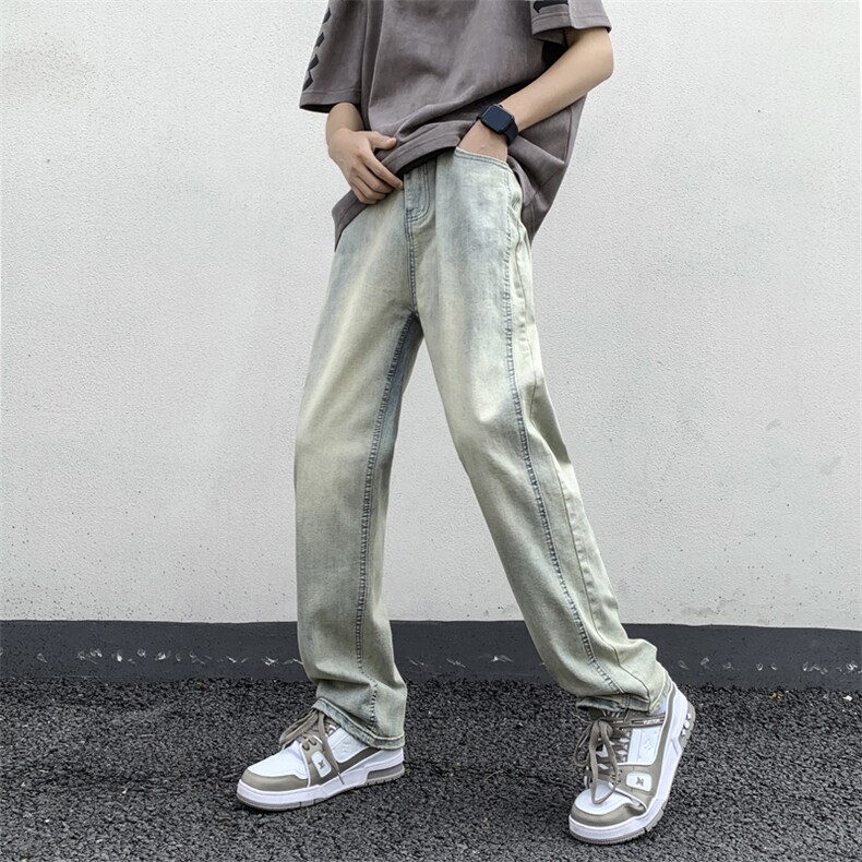 vibe风美式高街复古牛仔裤男痞帅炸街宽松直筒阔脚裤潮WH1177-p46,男装牛仔裤,星座1008