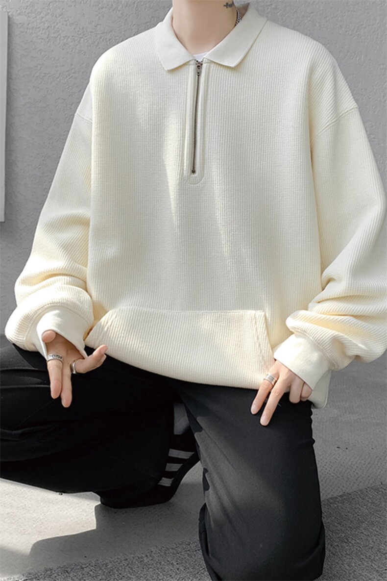 8XL-M半拉链卫衣男日系复古翻领休闲百搭外套大码上衣服WY003P50,女装短外套,电商B312