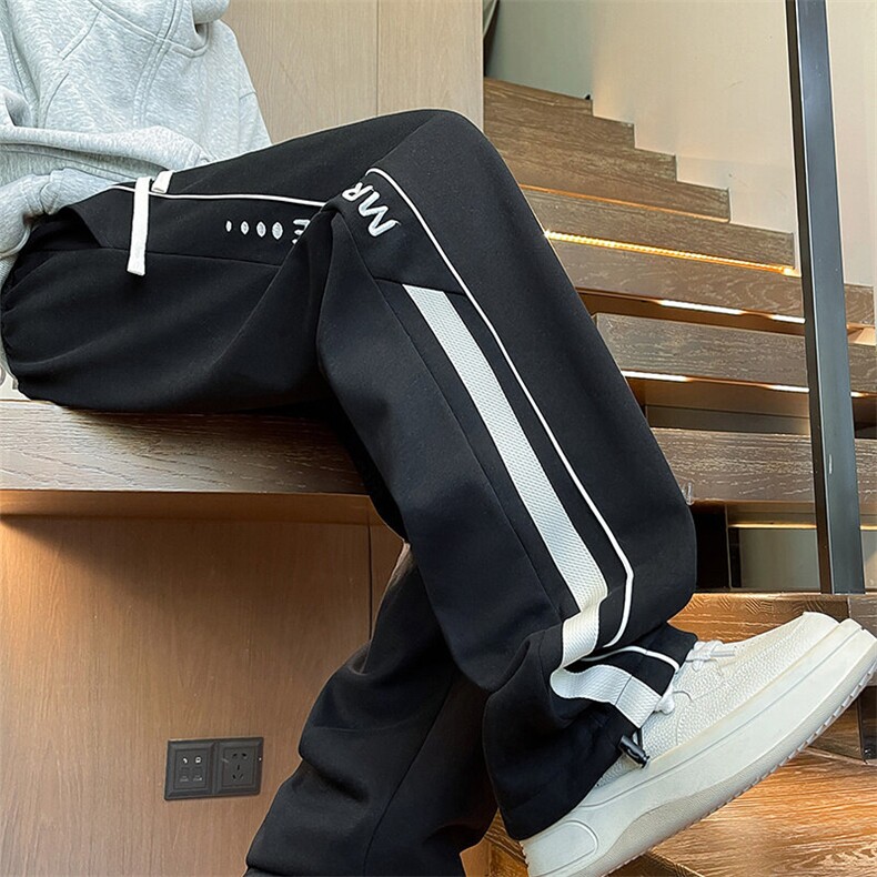 K919P50美式高街运动裤新款拖地阔腿宽松直筒休闲长裤，男装休闲裤，星座304A-1