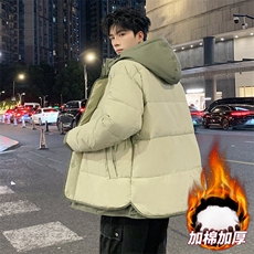 日系复古假两件连帽棉衣男冬季宽松情侣冬季棉服M0829-P103，男装棉衣，星座308B-2
