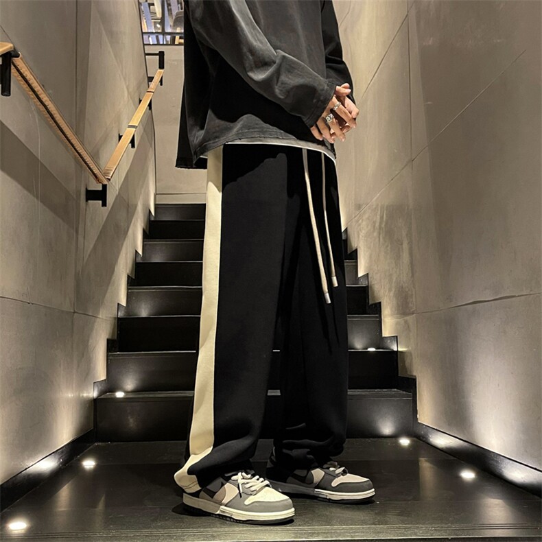 美式卫裤男春季宽松直筒阔腿休闲裤潮牌高街条纹长裤子QK110-P36,男装休闲裤,星座1008
