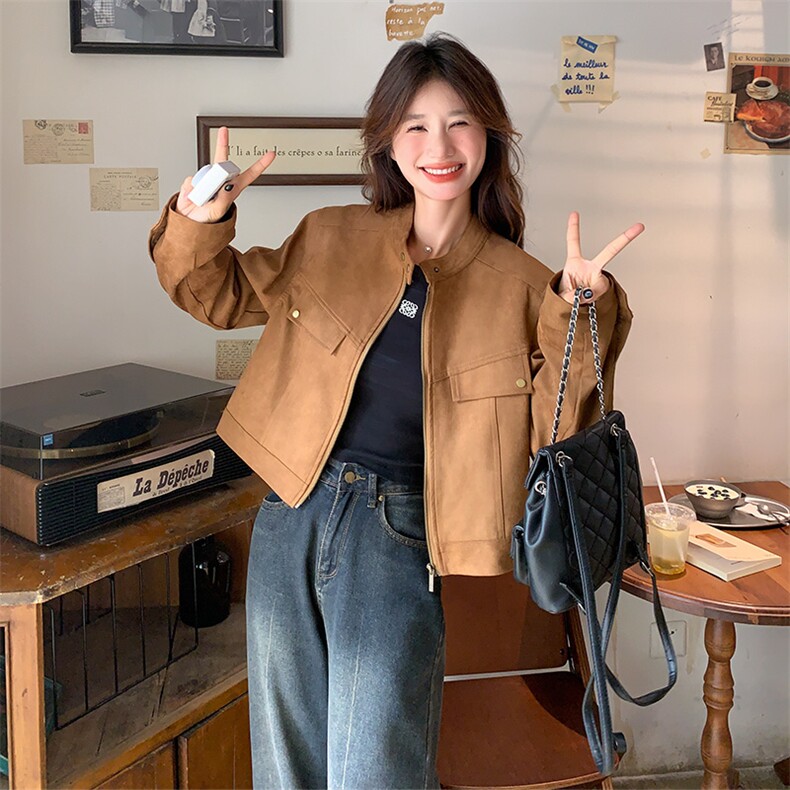 有货麂皮绒短外套5019P135K188,女装短外套,2C176