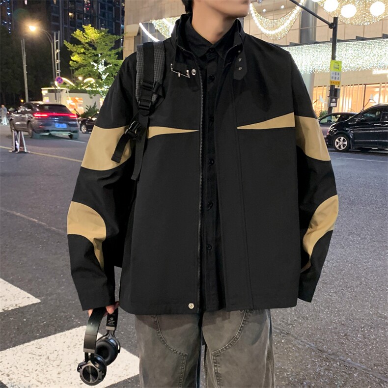 复古撞色拼接立领冲锋衣外套男开衫外套夹克棒球服JK01575-P73,男装夹克,星座308B-2