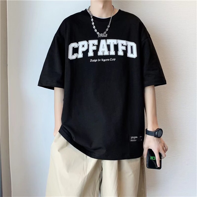 潮牌圆领短袖T恤夏季新款宽松字母印花纯棉休闲JT7P35,男装T恤,星座1116-2