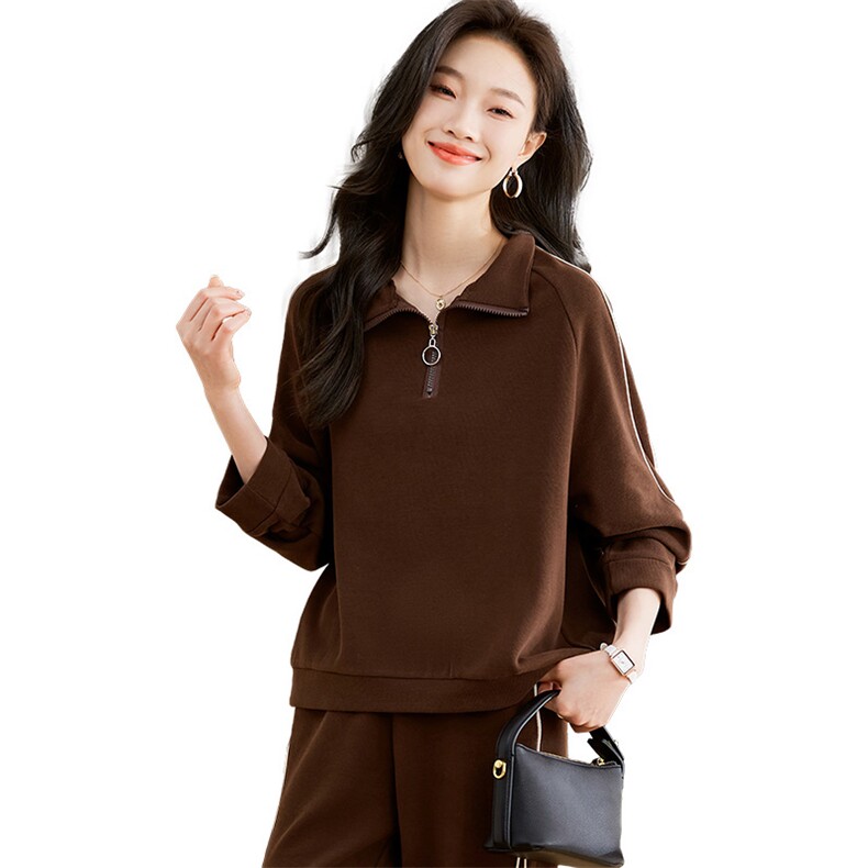 撞色夹条边拼接卫衣女2025春季新款休闲风一整套穿搭,女装卫衣/绒衫,丽影随形