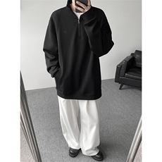 8XL-M重磅软糯美式半拉链立领卫衣男秋宽松大码复古POLO衫WY32P58，男装Polo衫，电商D206-1