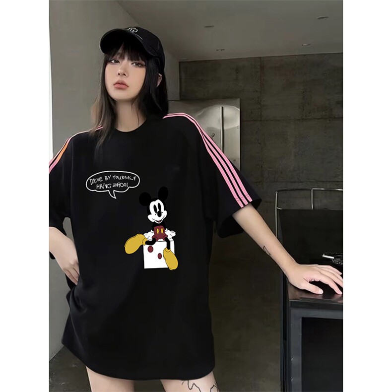 抖音得物品质二开240克宽松纯棉美式潮牌印花三条杠中性风短袖T恤,男装T恤,电商A486-1
