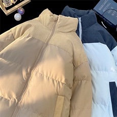 特批毛毯拼色时尚保暖面包服宽松情侣棉衣A247-MY2279特批60控98，男装棉衣，电商A247