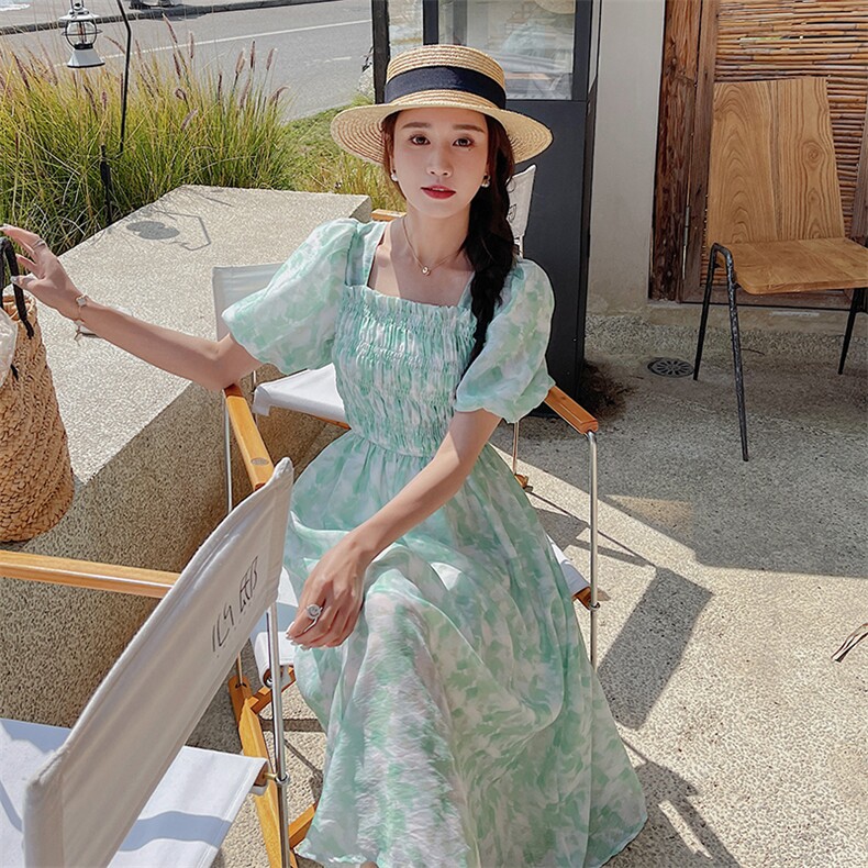 现货！2023新款温柔风碎花仙气超仙森系连衣裙夏季花朵仙女裙,女装连衣裙,艾仟回(原伊仟回)