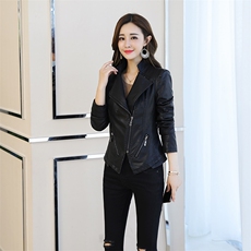 现货皮衣女韩版百搭显瘦机车pu皮夹克潮16082355，女装皮衣，艾青服饰