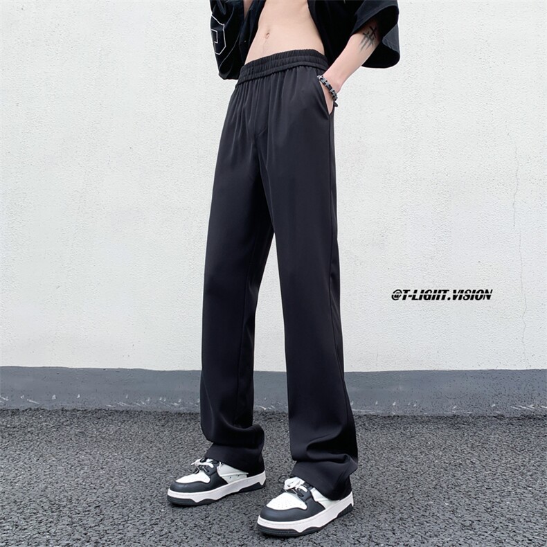 B221 美式ins高街纯色情侣款休闲微喇冰丝西裤 LK23083-P55 控78图片