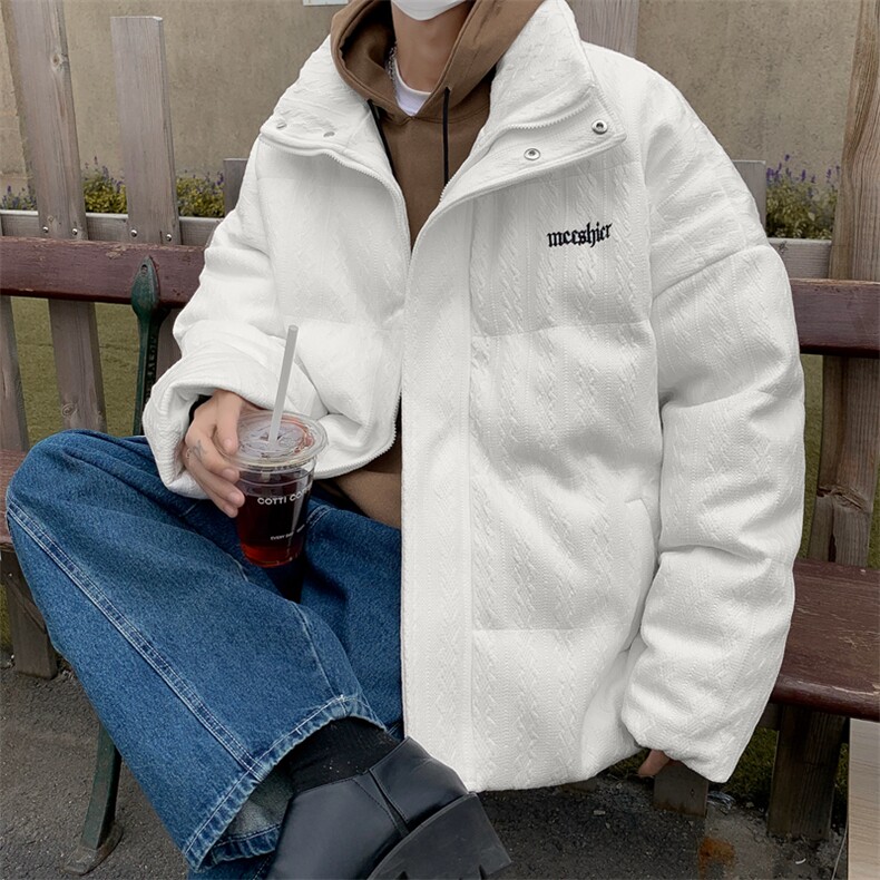 港风冬款男棉衣提花字母刺绣棉服保暖休闲棉袄MY40 P90图片