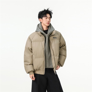 现货高品质重磅工艺美式高街假两件PU皮棉衣男女加厚棉服外套图片