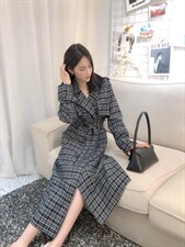 DINOBlENS/秋款上新 经典格子风衣 三色四，女装风衣，迪诺比亚