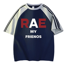 藏青色拼浅灰袖