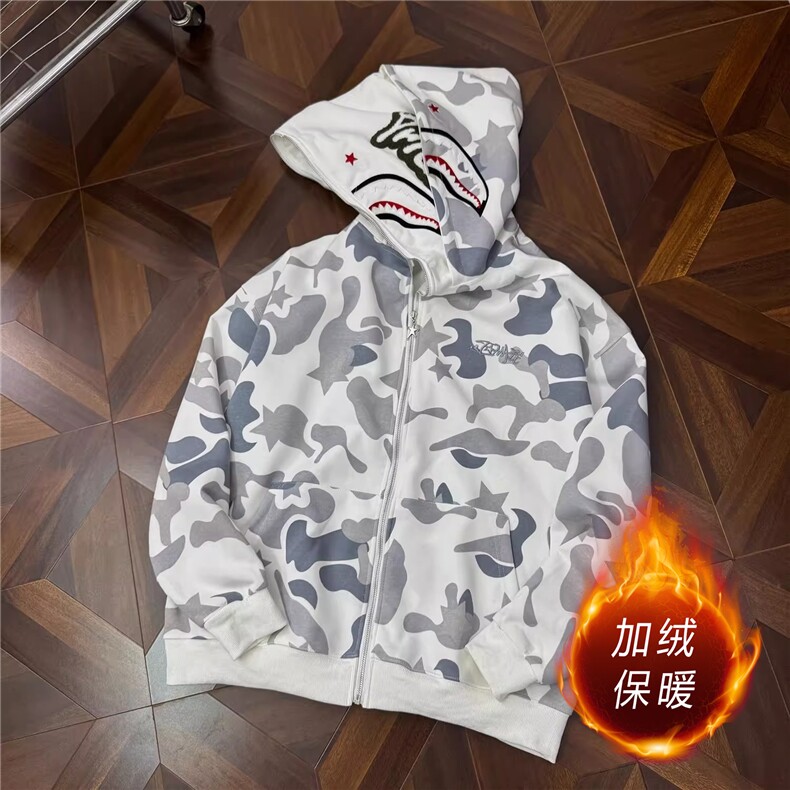 美式高鲨鱼拉链刺绣卫衣男女同款情侣春秋薄款hiphop原创连,男装卫衣,星座505-2（原电商A260-1)
