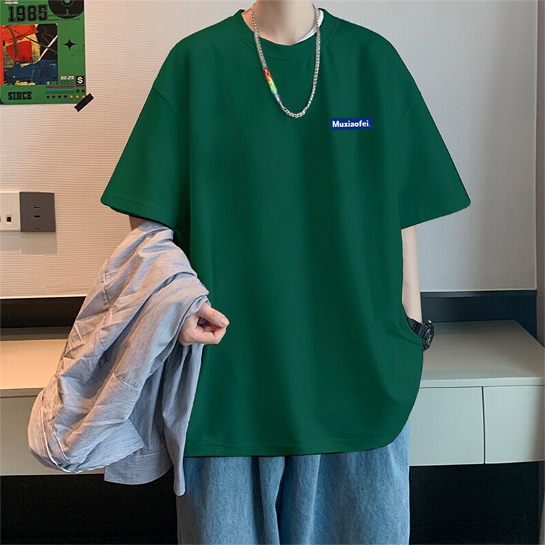 短袖t恤男装夏季纯棉国潮牌潮流2025新款宽松百搭青少年帅气半袖，男装T恤，电商019-1