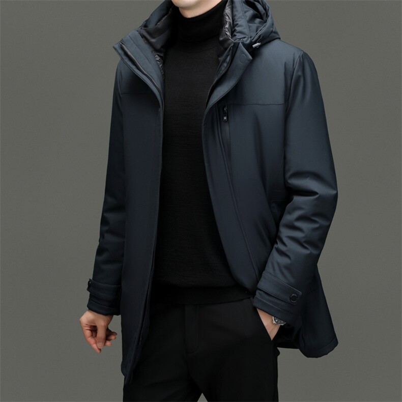 2023中老年男士狐狸毛领羽绒服中长款爸爸冬装外套男中年人防寒服,男装羽绒服,电商B212（原钱塘6029）