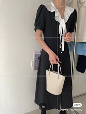 【浪漫茶歇裙】夏季新款领口荷叶包法式茶歇连衣裙，女装连衣裙，Waves smile