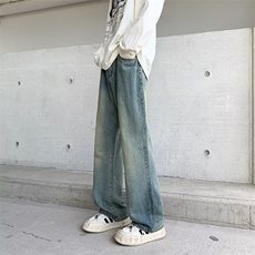 复古蓝微喇叭牛仔裤男高街水洗直筒显瘦休闲裤NH818，男装牛仔裤，星座1116A-1（原606A）