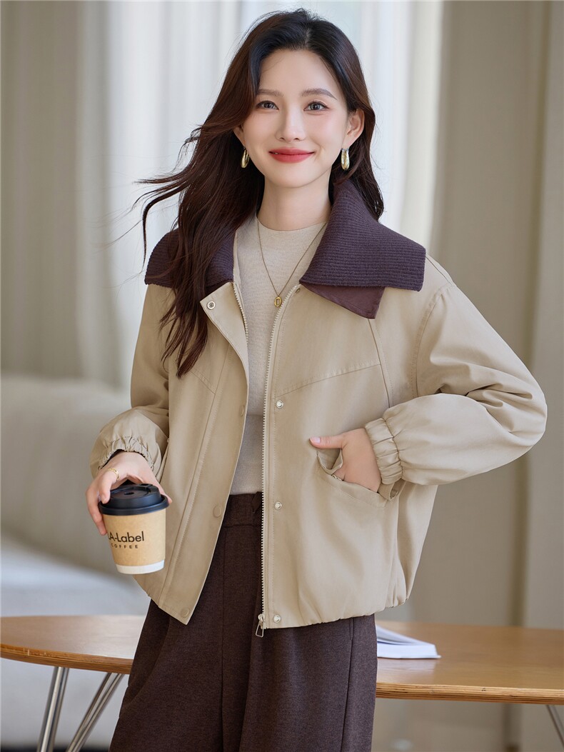 现货!2025年冬季时尚双层大翻领加厚加绒宽松棉外套,女装棉衣/棉服,依恋蒂丝