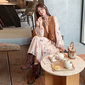 现货-春季新款蝴蝶印花两件套裙203-6021-P175-K248图片