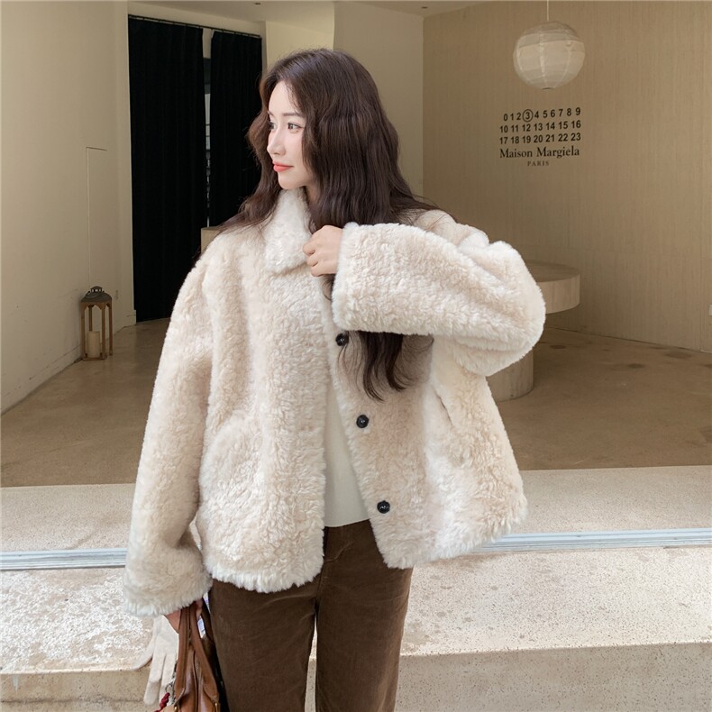 皮毛一体羊羔绒外套R2C086-2585P175K288,女装短外套,2C086