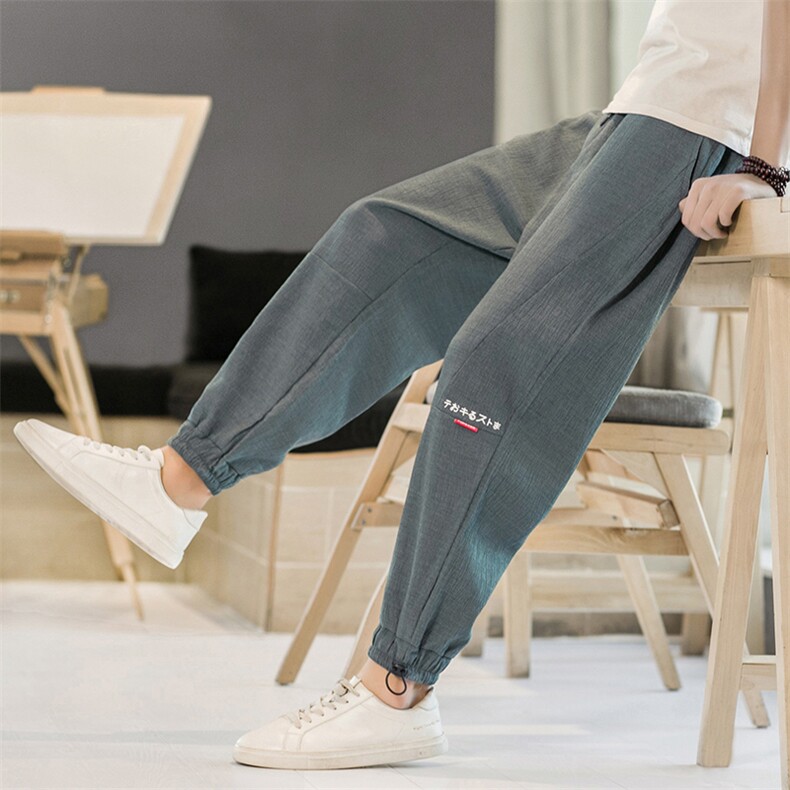 K282P35酒店风冰丝2024春夏季新款风休闲宽松百搭时尚九分裤，男装休闲裤，电商A026