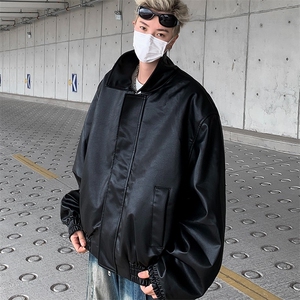 美式复古cleanfit短款皮衣外套男休闲宽松皮夹克图片