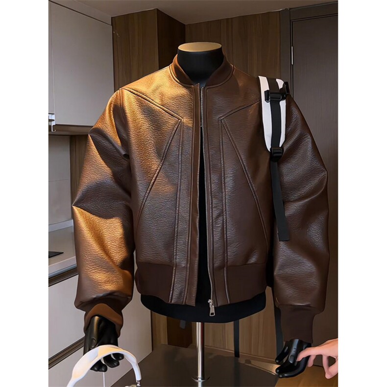 1506-1/J26031/P67美式解构pu皮衣外套男款cleanfit棒球服短款,男装皮衣,星座1506-1