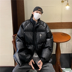痞帅PU皮棉衣男2024新款冬季潮牌加厚防风外套J3348-P105，男装棉衣，星座1109-3