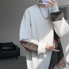 8XL-M民族风拼接卫衣大码胖子费尔岛上衣圆领复古外套WY5106/P55，男装民族服装，电商B238