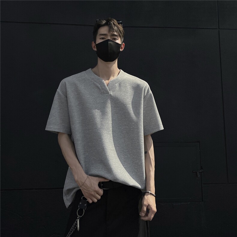 特批250克男装夏季新款大码宽松短袖T恤夏装V领打底衫S399P20,男装T恤,电商A233-1