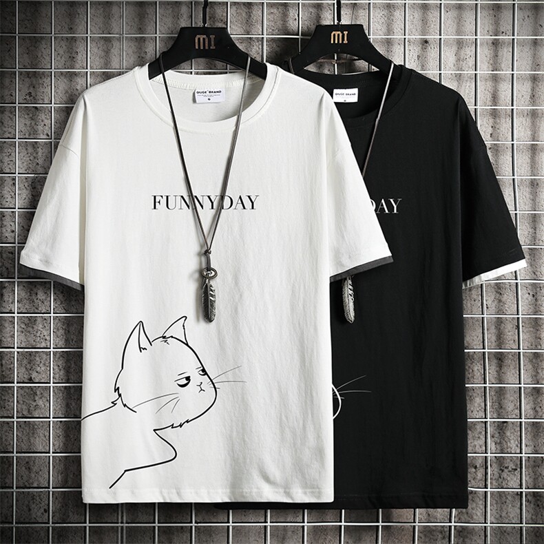 JT55149-P25 假两件短袖t恤男大码胖子半袖体恤半截袖 网格挂拍图片