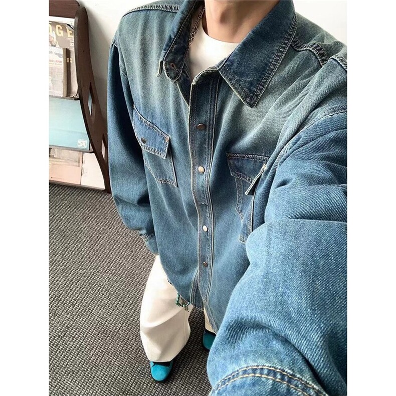 美式复古牛仔男女2025春秋冬季新款长袖夹克外套5622P76，男装工装外套，星座410-2