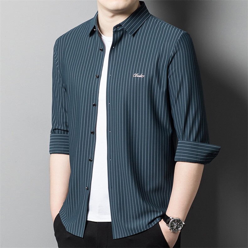 AFLY7610钱塘2020-3中年男士春旗薄款新款休闲简约长袖衬衣P65图片