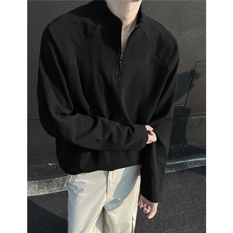 24秋冬美式半拉德绒内搭长袖T恤卫衣宽松打底衫男女D379P38,男装T恤,电商A335-1（原A458）