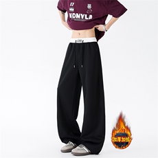 加绒休闲裤男冬季新款港风宽松华棉复合奥利绒阔腿裤JR58-P52，男装卫衣，星座214-3